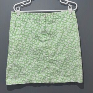 Chaus Floral Mini Skirt Womens 10 Green Cotton Stretch Daisy Boho Preppy Casual
